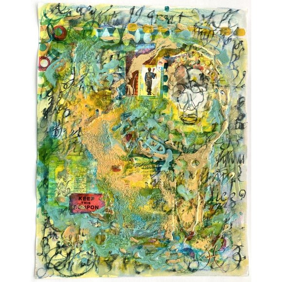 Ammonite Crown - Original Art Mixed Media Painting Frame Ready Artwork 11”x14” - Picture 2 of 7